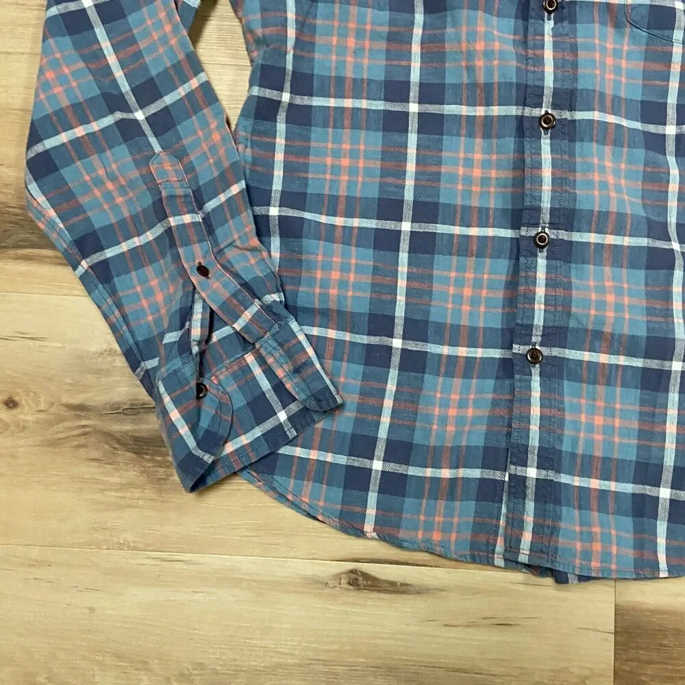 J Crew Shirt Mens Large Blue Twill Plaid Button Down‎ Long Sleeve